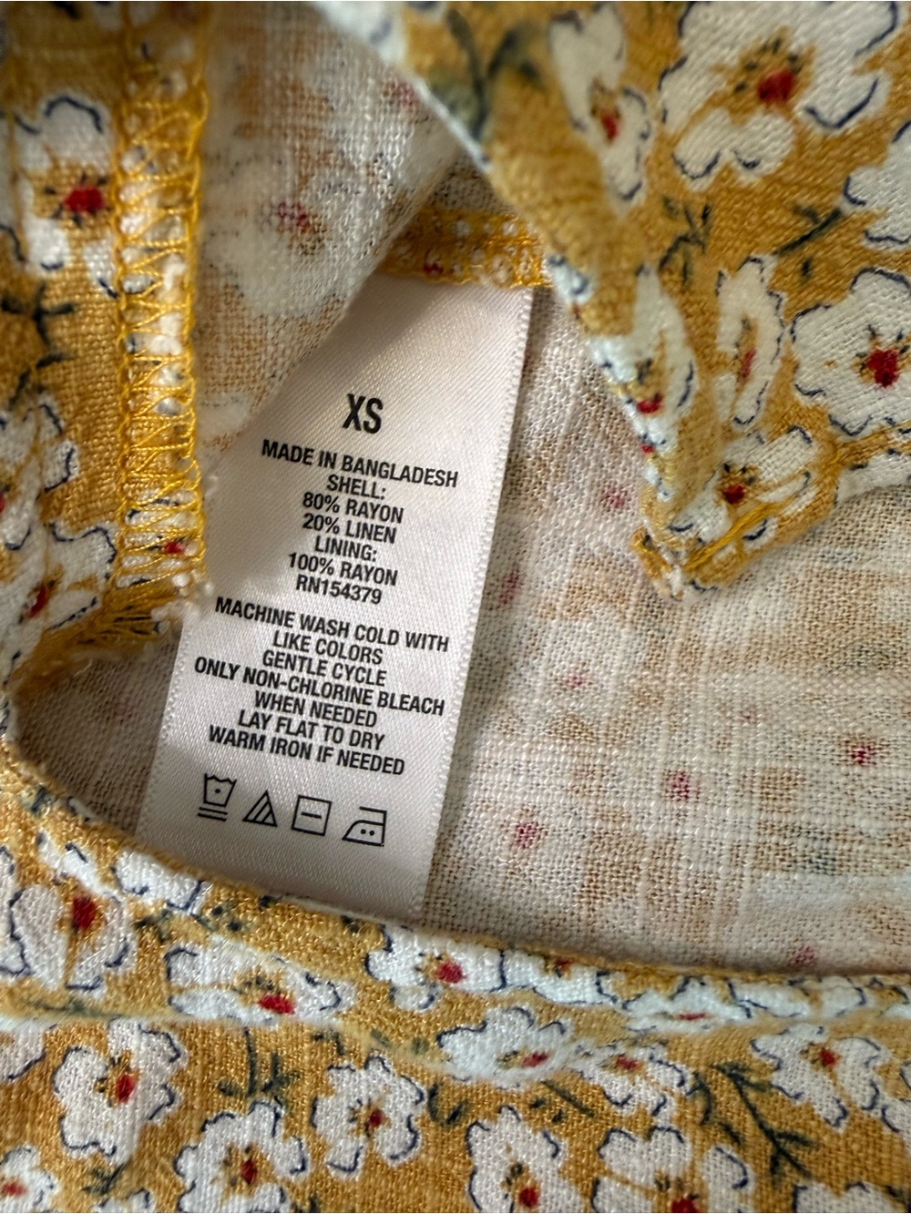 Aeropostale Mustard Floral Dress Cottagecore Y2K XS - Picture 4 of 4